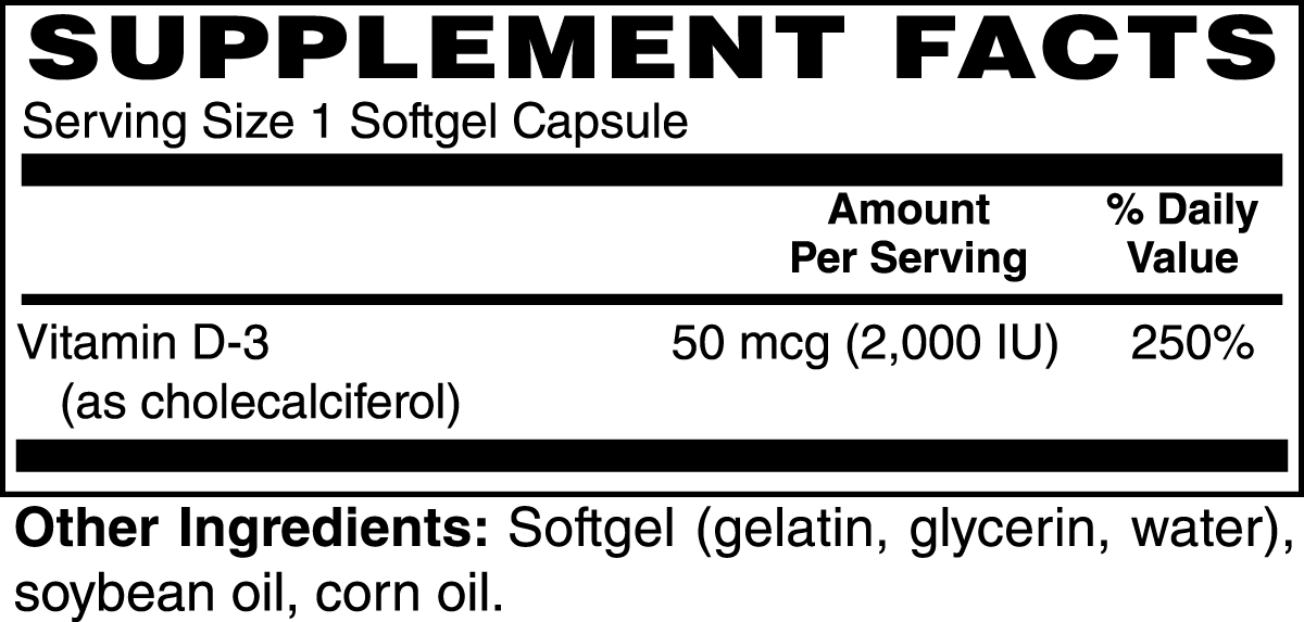 Vitamin D3 2000 IU Softgels